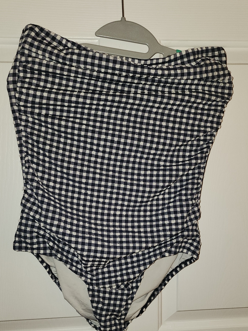 J. Crew Navy and White Gingham One-Piece Swimsuit